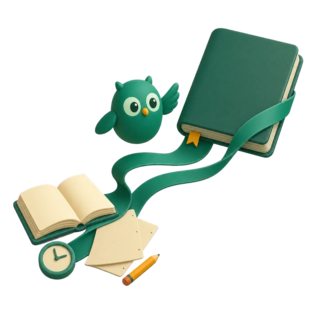 Loose homeschool planning and record-keeping materials gathering into one calm bound system beside Homeschowl.
