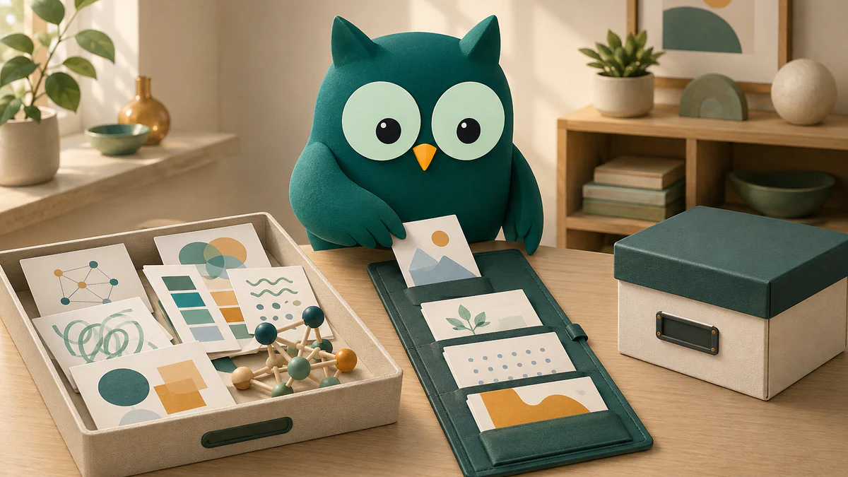 Homeschowl selecting varied learning samples from a capture tray for a slim portfolio while keeping required records separate.