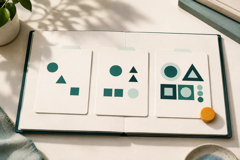 Three related samples show increasing organization and complexity, followed by one small next-step token.