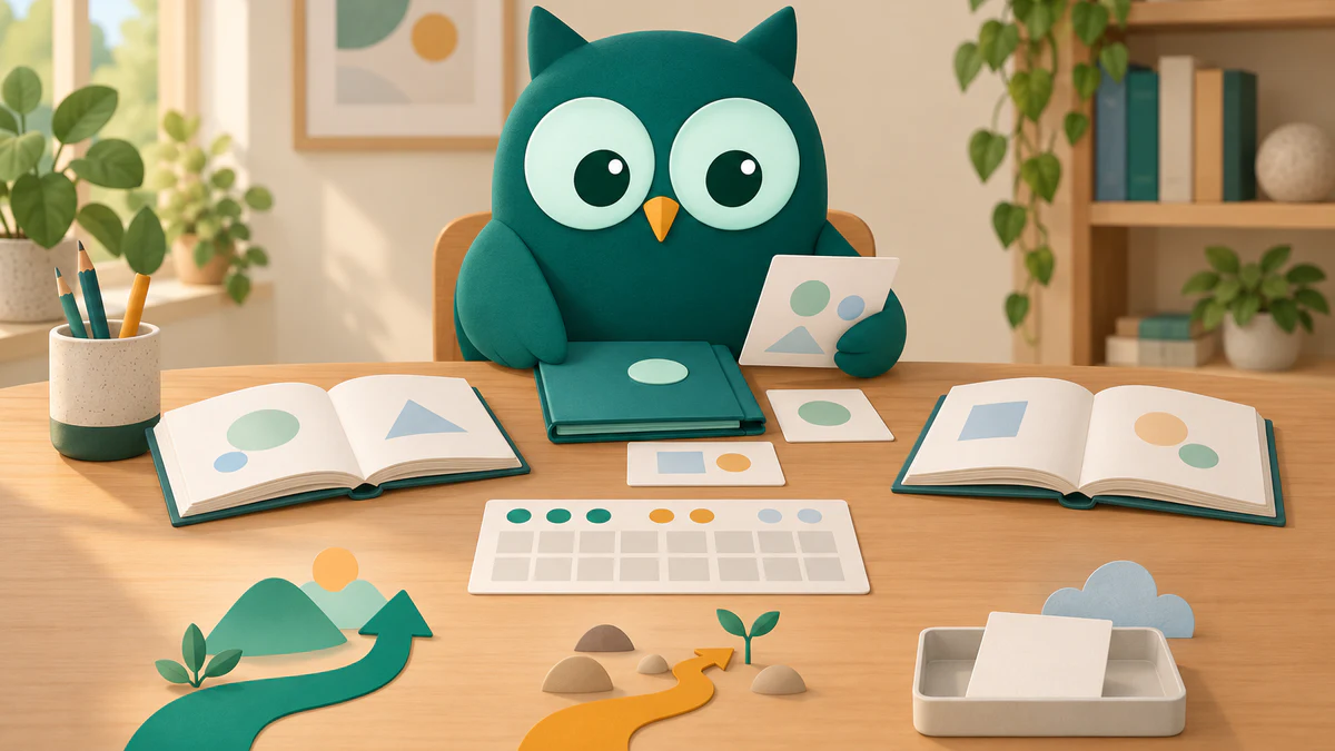Homeschowl reviewing work samples, a simple progress calendar, and three possible paths for the next homeschool term.