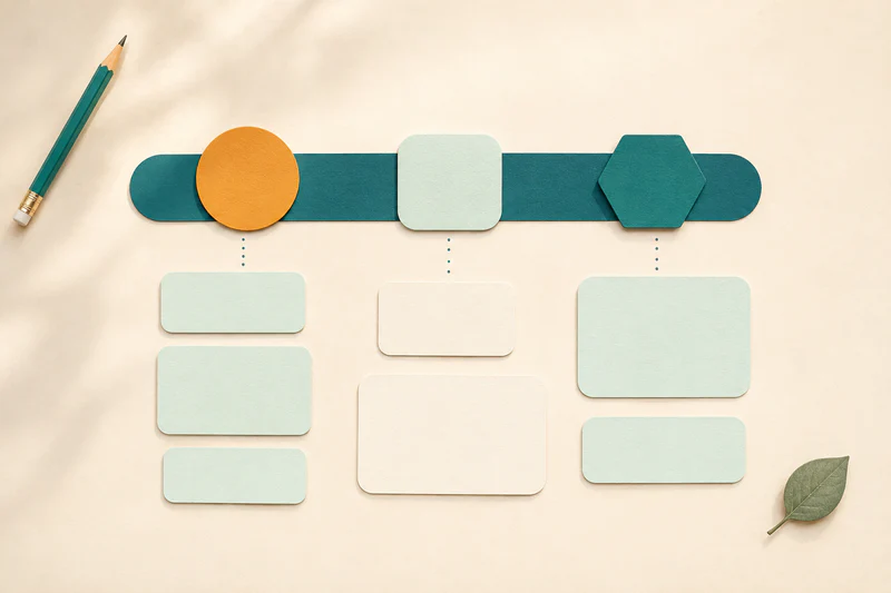 A family rhythm board combines a few shared anchor blocks with three separate learning lanes and generous open space.
