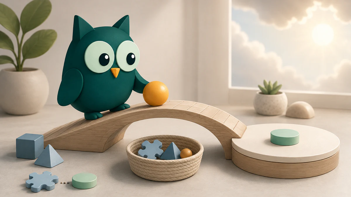 Homeschowl guiding one important lesson across a small bridge while optional pieces move into a release basket.